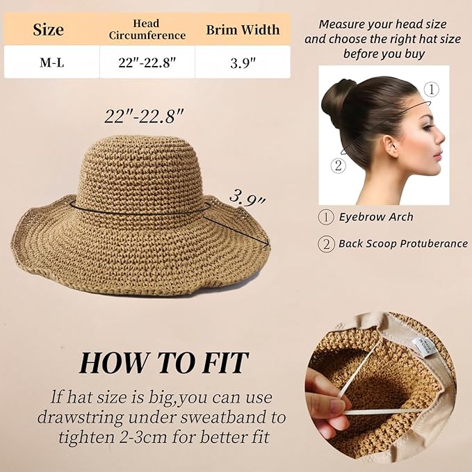 Floppy Wide-Brim Straw Fedora Sun Hat