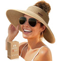 Wide-Brim Straw Visor Sun Hat