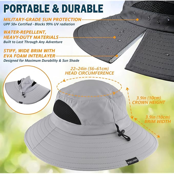 Wide-Brim Waterproof Bucket Sun Hat