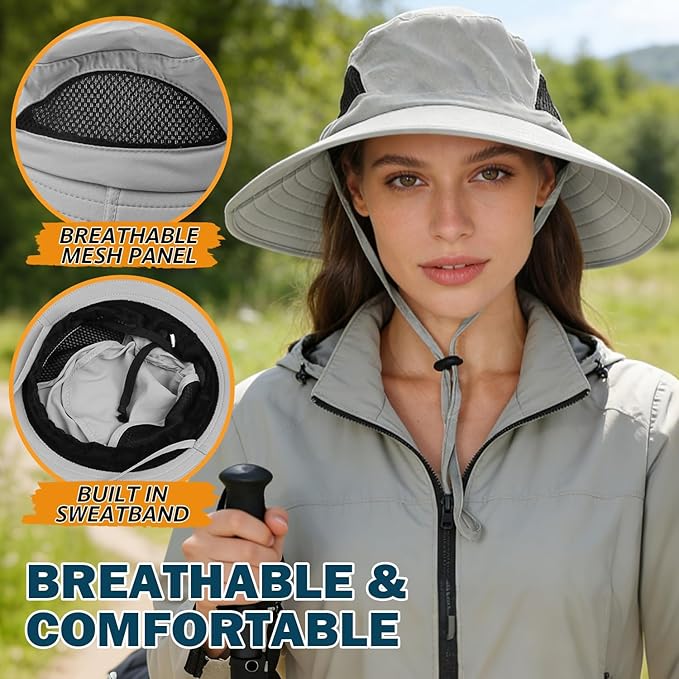 Wide-Brim Waterproof Bucket Sun Hat