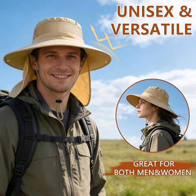 ZOORON Sun Hats for Men Women Fishing Hat with Neck Flap
