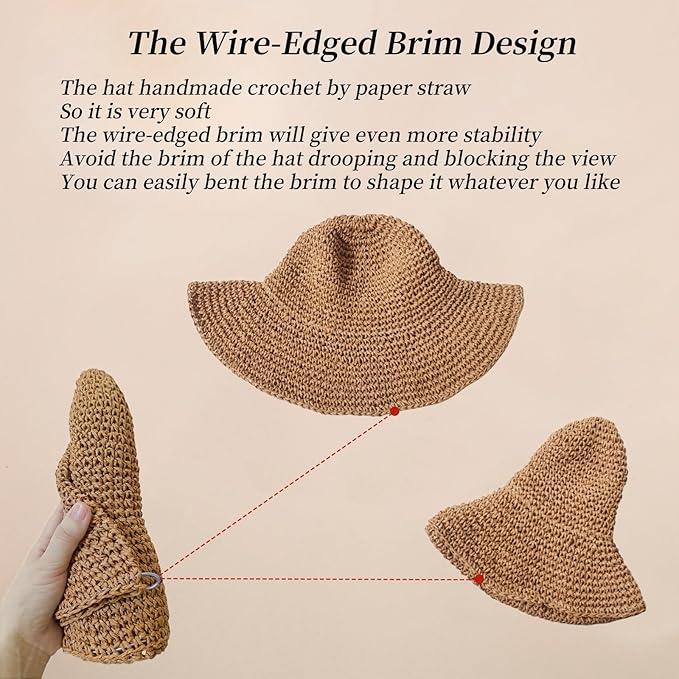 Floppy Wide-Brim Straw Fedora Sun Hat